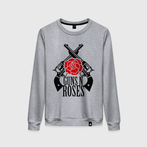 Женский свитшот хлопок Guns n roses rose, цвет меланж