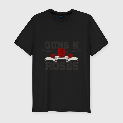 Мужская футболка хлопок Slim Guns n roses black, цвет черный