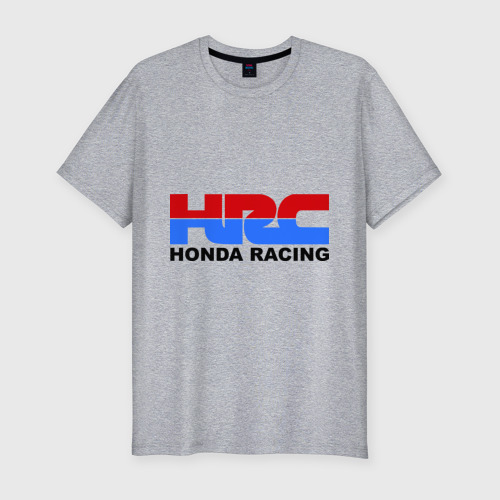 Мужская футболка хлопок Slim с принтом HRC Honda Racing, вид спереди #2