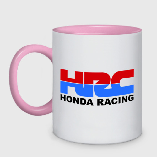 Кружка двухцветная HRC Honda Racing, цвет белый + розовый