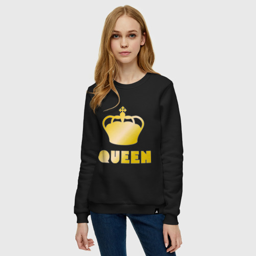 Женский свитшот хлопок Queen crown, цвет черный - фото 3