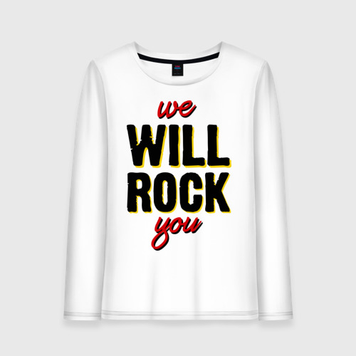 Женский лонгслив хлопок We will rock you!, цвет белый