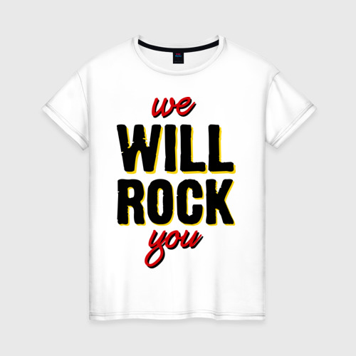 Женская футболка хлопок We will rock you!, цвет белый