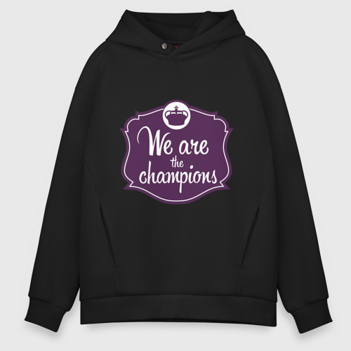 Мужское худи Oversize хлопок We are the champions, цвет черный