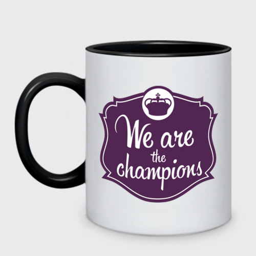 Кружка двухцветная We are the champions, цвет белый + черный