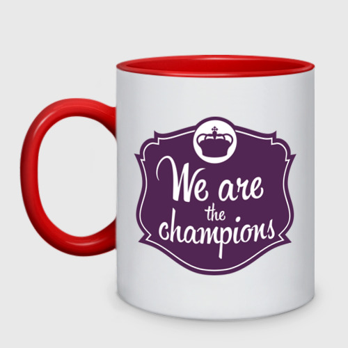 Кружка двухцветная We are the champions, цвет белый + красный