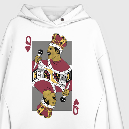 Женское худи Oversize хлопок Queen playing card, цвет белый - фото 3