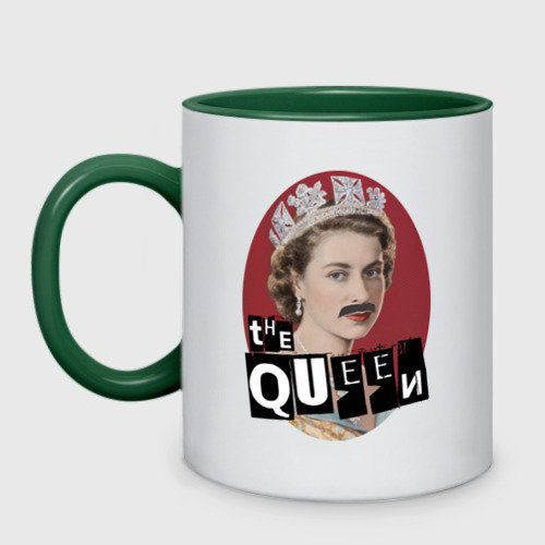 Кружка двухцветная The Queen, цвет белый + зеленый