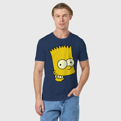 Мужская футболка хлопок Голова Барта, цвет темно-синий - фото 3