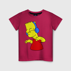 Детская футболка хлопок Барт в наушниках