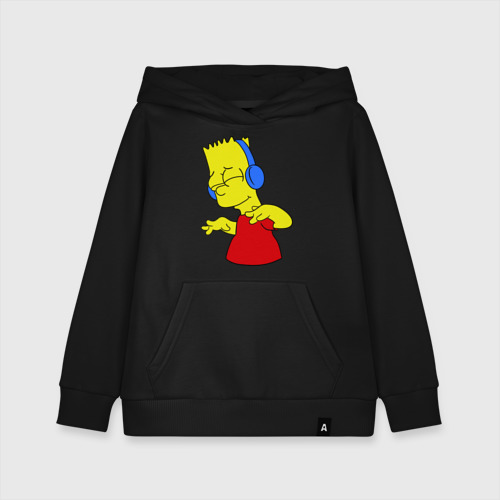 Детская толстовка хлопок Барт в наушниках, цвет черный