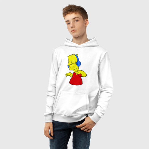 Детская толстовка хлопок Барт в наушниках, цвет белый - фото 6