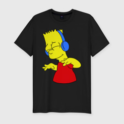 Мужская футболка хлопок Slim Барт в наушниках