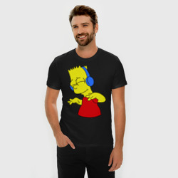 Мужская футболка хлопок Slim Барт в наушниках - фото 2