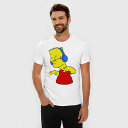Мужская футболка хлопок Slim Барт в наушниках - фото 2