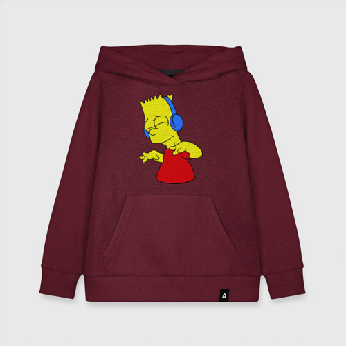 Детская толстовка хлопок Барт в наушниках, цвет меланж-бордовый