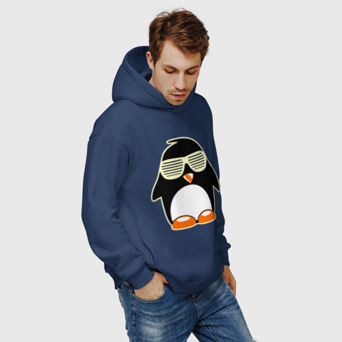 Мужское худи Oversize хлопок Пингвин в очках-жалюзи glow - фото 7