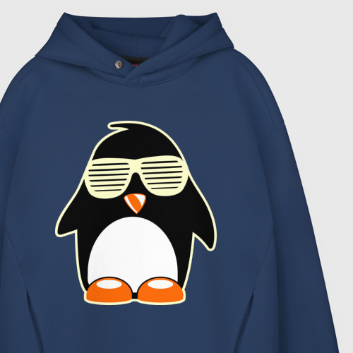 Мужское худи Oversize хлопок Пингвин в очках-жалюзи glow - фото 4