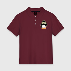 Женское поло хлопок Пингвин в очках-жалюзи glow