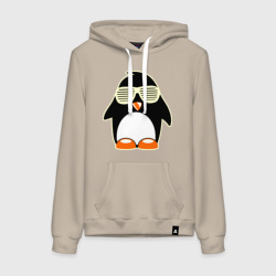 Женская толстовка хлопок Пингвин в очках-жалюзи glow