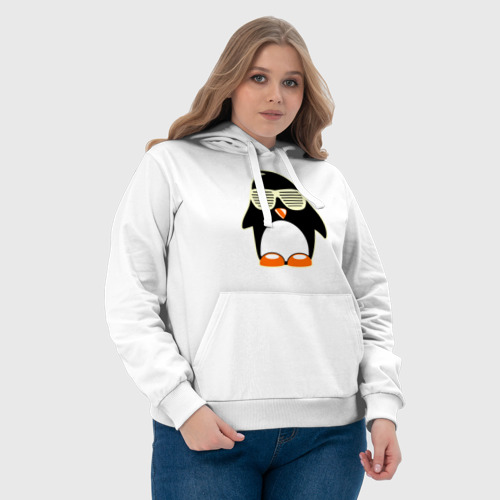 Женская толстовка хлопок Пингвин в очках-жалюзи glow, цвет белый - фото 6