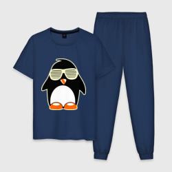 Мужская пижама хлопок Пингвин в очках-жалюзи glow