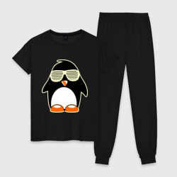 Женская пижама хлопок Пингвин в очках-жалюзи glow