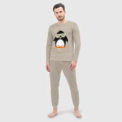 Мужская пижама с лонгсливом хлопок Пингвин в очках-жалюзи glow - фото 2
