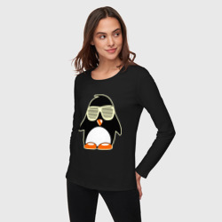 Женский лонгслив хлопок Пингвин в очках-жалюзи glow - фото 2