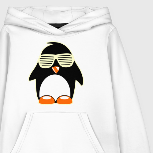 Детская толстовка хлопок Пингвин в очках-жалюзи glow, цвет белый - фото 3