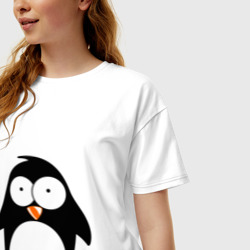 Женская футболка хлопок Oversize Пингвин кто здесь glow - фото 2