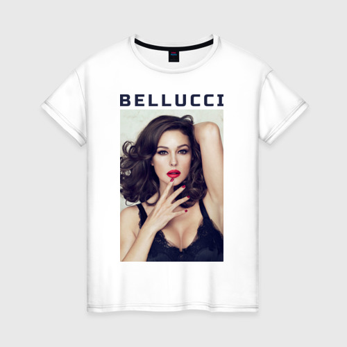 Женская футболка хлопок Bellucci red lips, цвет белый