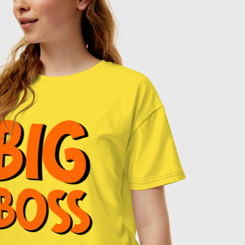 Женская футболка хлопок Oversize Big Boss, цвет желтый - фото 3