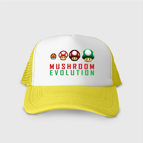 Кепка тракер с сеткой Mario Mushroom Evolution, цвет желтый