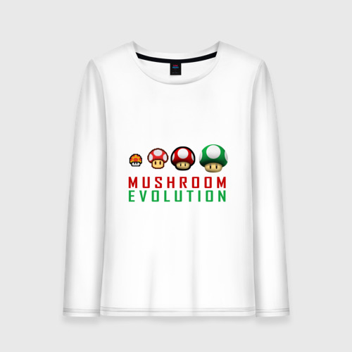 Женский лонгслив хлопок Mario Mushroom Evolution, цвет белый