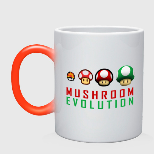 Кружка хамелеон Mario Mushroom Evolution, цвет белый + красный