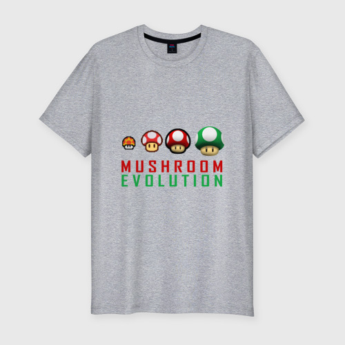 Мужская футболка хлопок Slim Mario Mushroom Evolution, цвет меланж