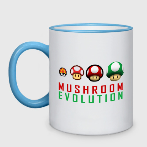 Кружка двухцветная Mario Mushroom Evolution, цвет Кант небесно-голубой