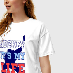 Женская футболка хлопок Oversize Хоккей – моя жизнь - фото 2