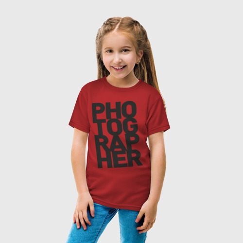 Детская футболка хлопок Фотограф, цвет красный - фото 5