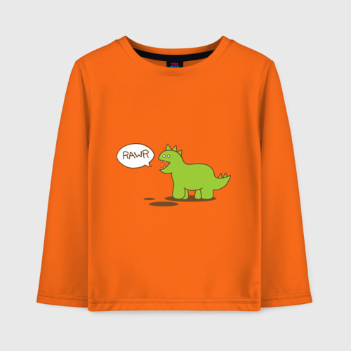 Детский лонгслив хлопок Динозаврик, цвет оранжевый