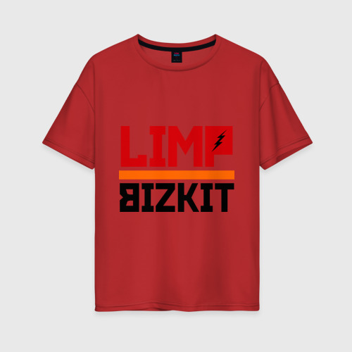 Женская футболка хлопок Oversize Limp Bizkit 2, цвет красный