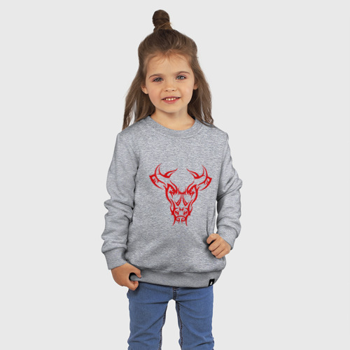 Детский свитшот хлопок Красный бык, цвет меланж - фото 3