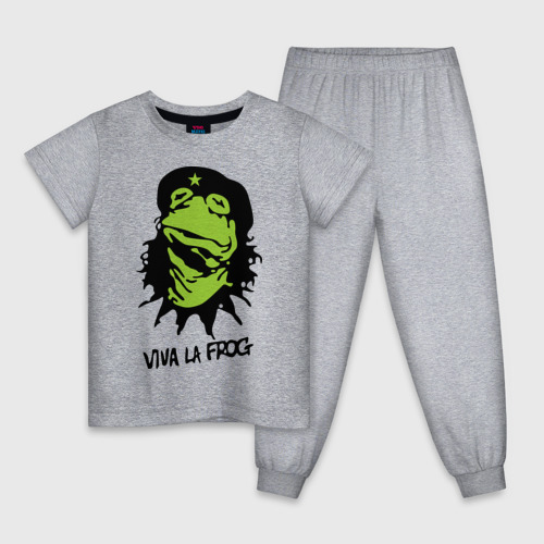 Детская пижама хлопок с принтом Viva la Frog, вид спереди #2