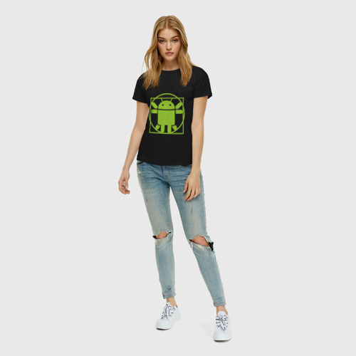 Женская футболка хлопок Андроид давинчи, цвет черный - фото 5