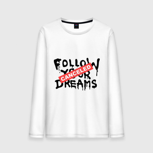 Мужской лонгслив хлопок Follow your Dreams, цвет белый