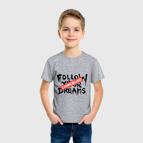Детская футболка хлопок Follow your Dreams, цвет меланж - фото 3