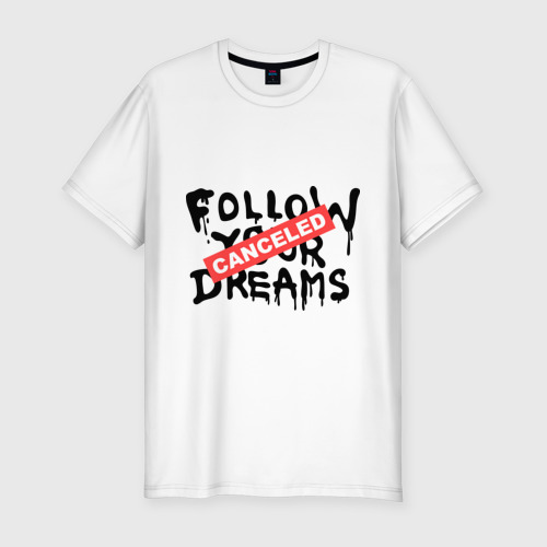 Мужская футболка хлопок Slim Follow your Dreams, цвет белый