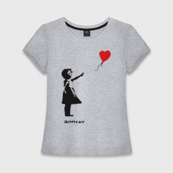 Приталенная футболка Девочка с шариком-сердечком (Женская)