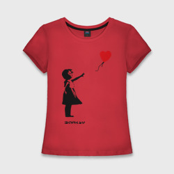 Женская футболка хлопок Slim Девочка с шариком-сердечком